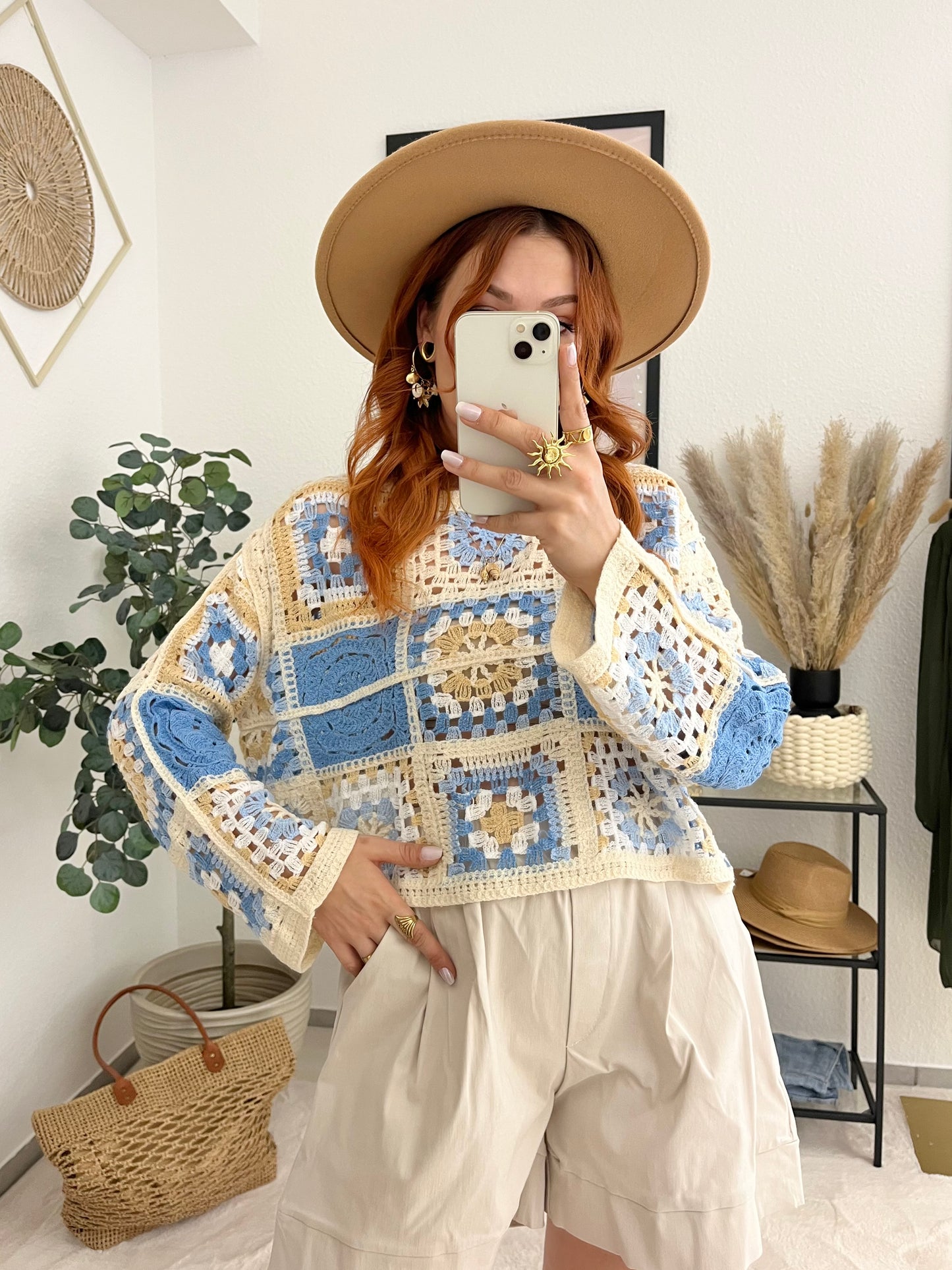 Oberteil "Summer" blau - Häkelshirt Boholook