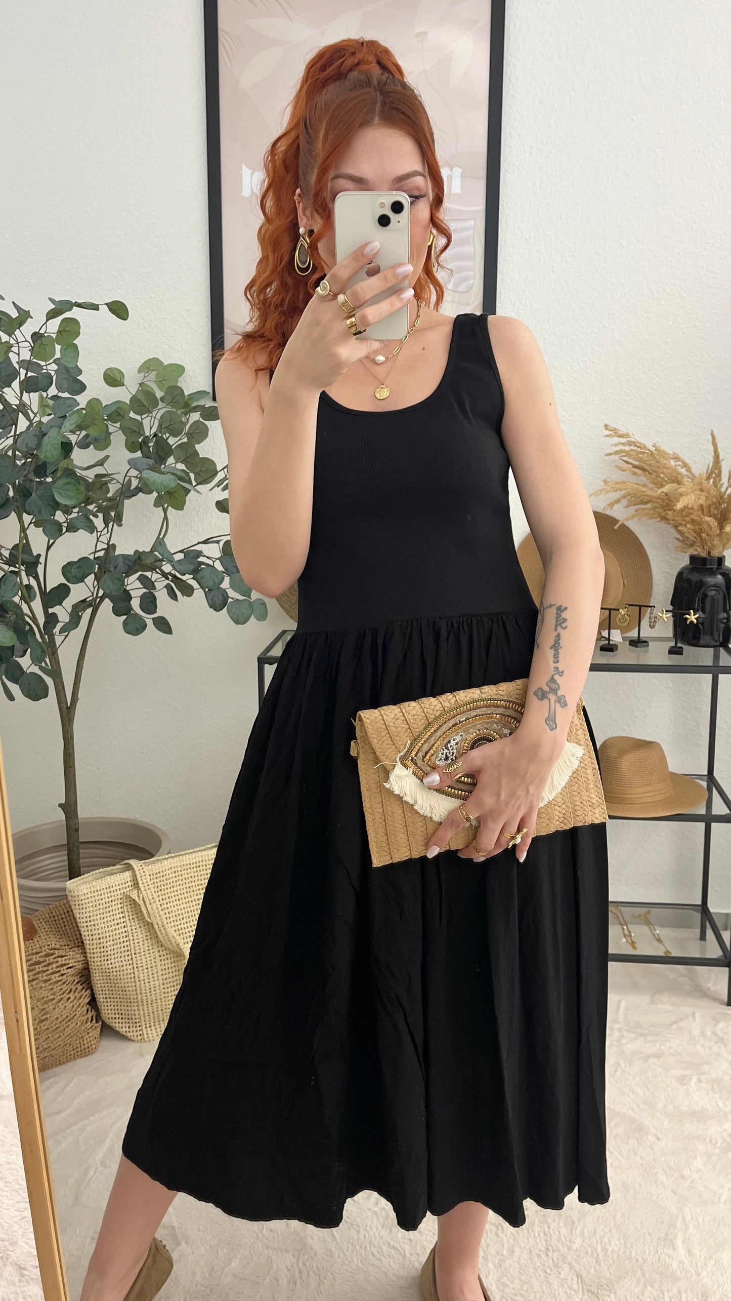 Kleid "Penelope" schwarz - leichtes Sommerkleid mit Taschen