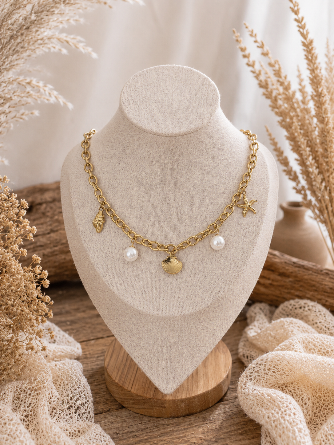 Kette "Sealove" gold - mit Perlen und Anhänger
