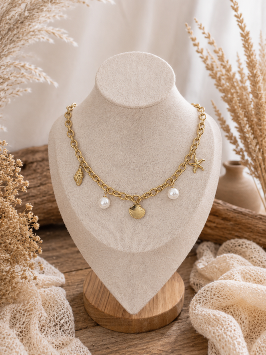 Kette "Sealove" gold - mit Perlen und Anhänger