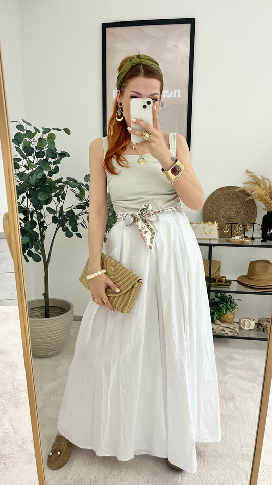 Hose "Elodie" weiß - weite leichte Hose mit Schlag