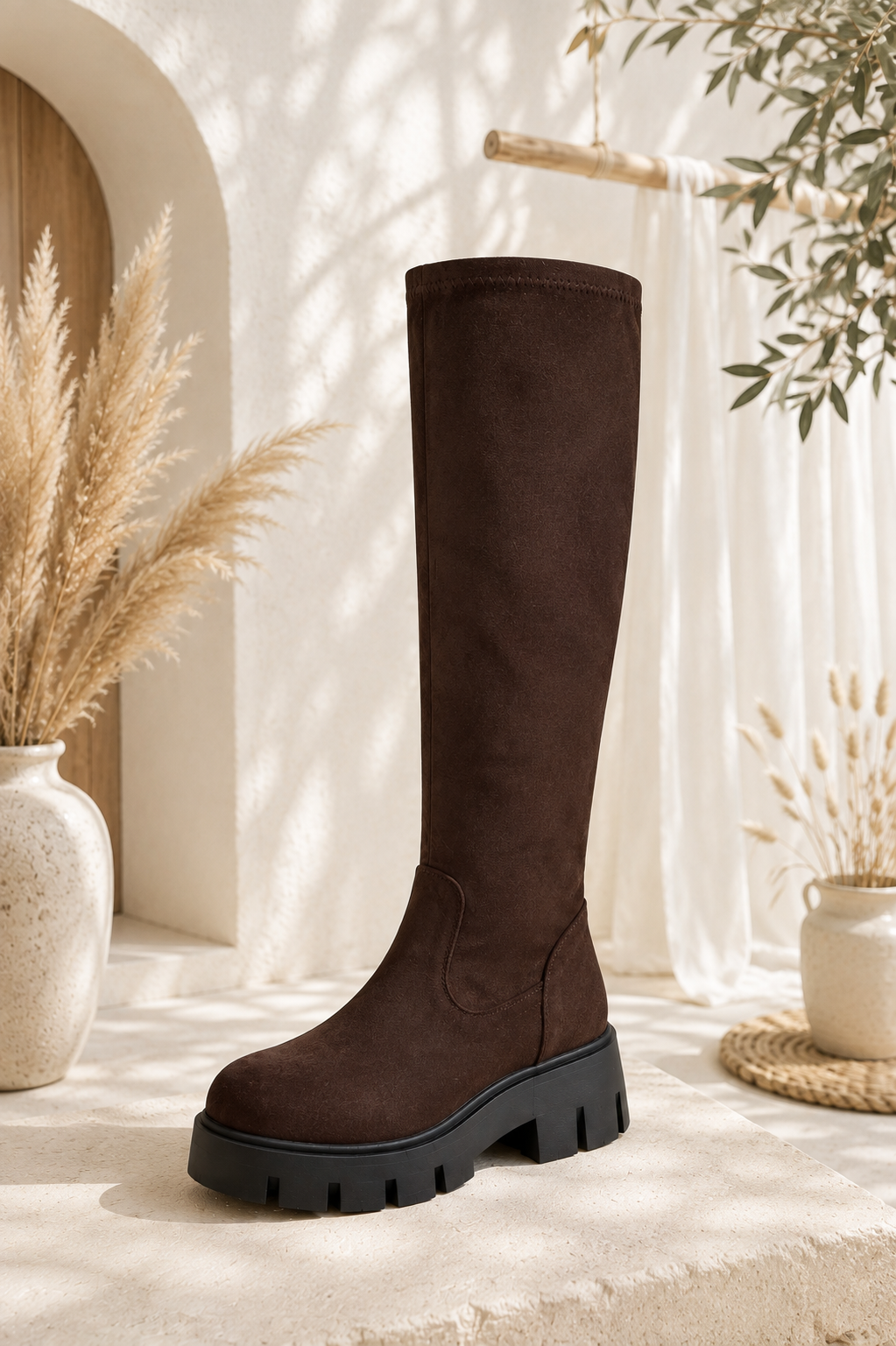 Stiefel "DONNA" Wildlederopik in Dunkelbraun