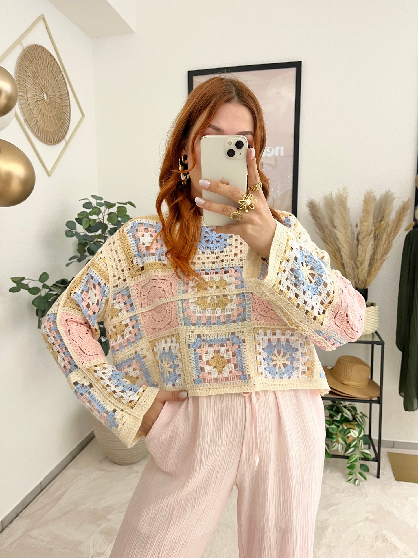 Oberteil "Summer" rosa - Häkelshirt Boholook