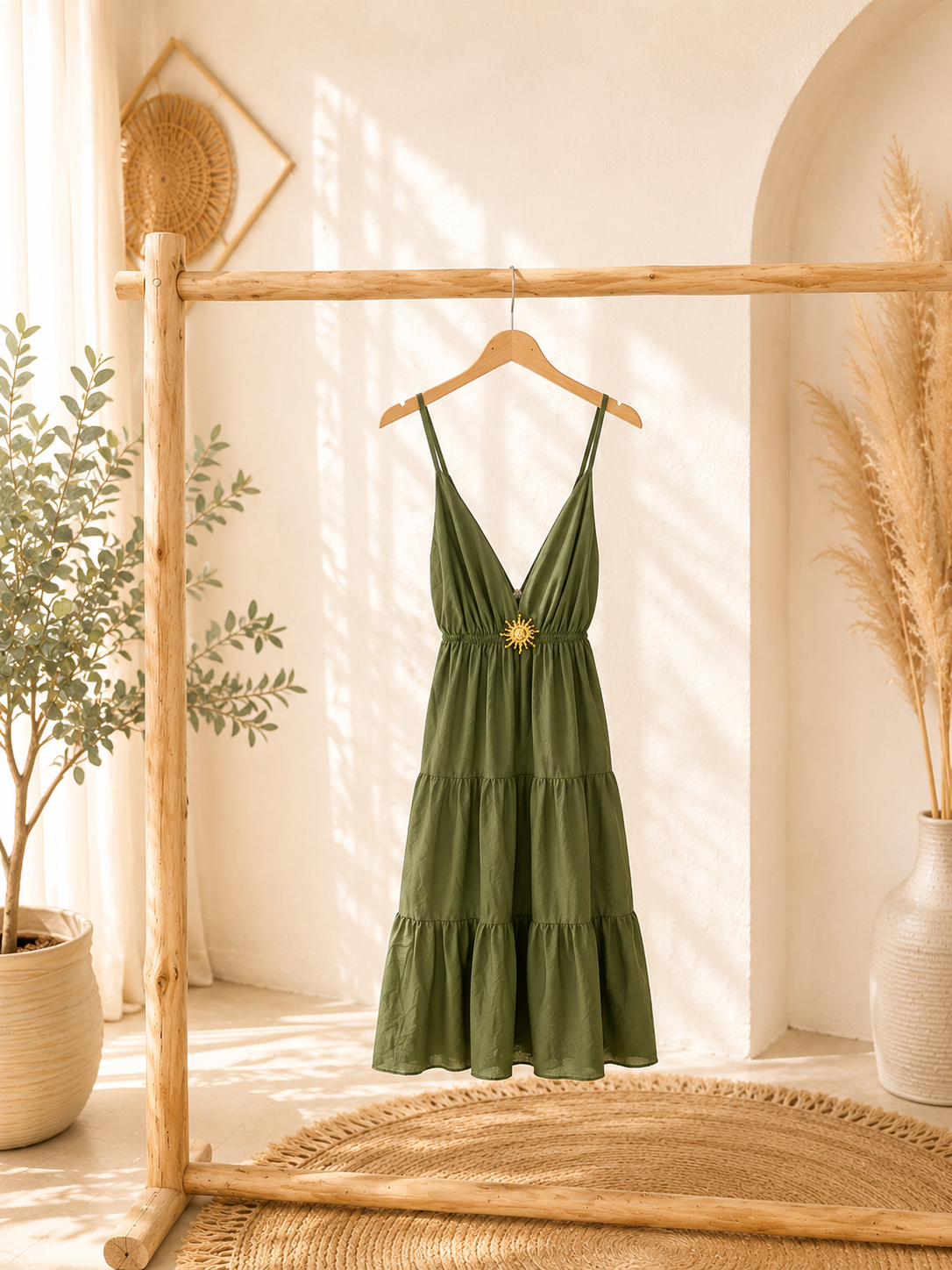 Kleid "Soleil" verschiedene Farben mit Brosche
