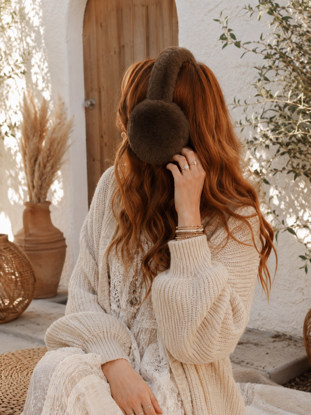 Ohrwärmer "COZY" - braun/creme