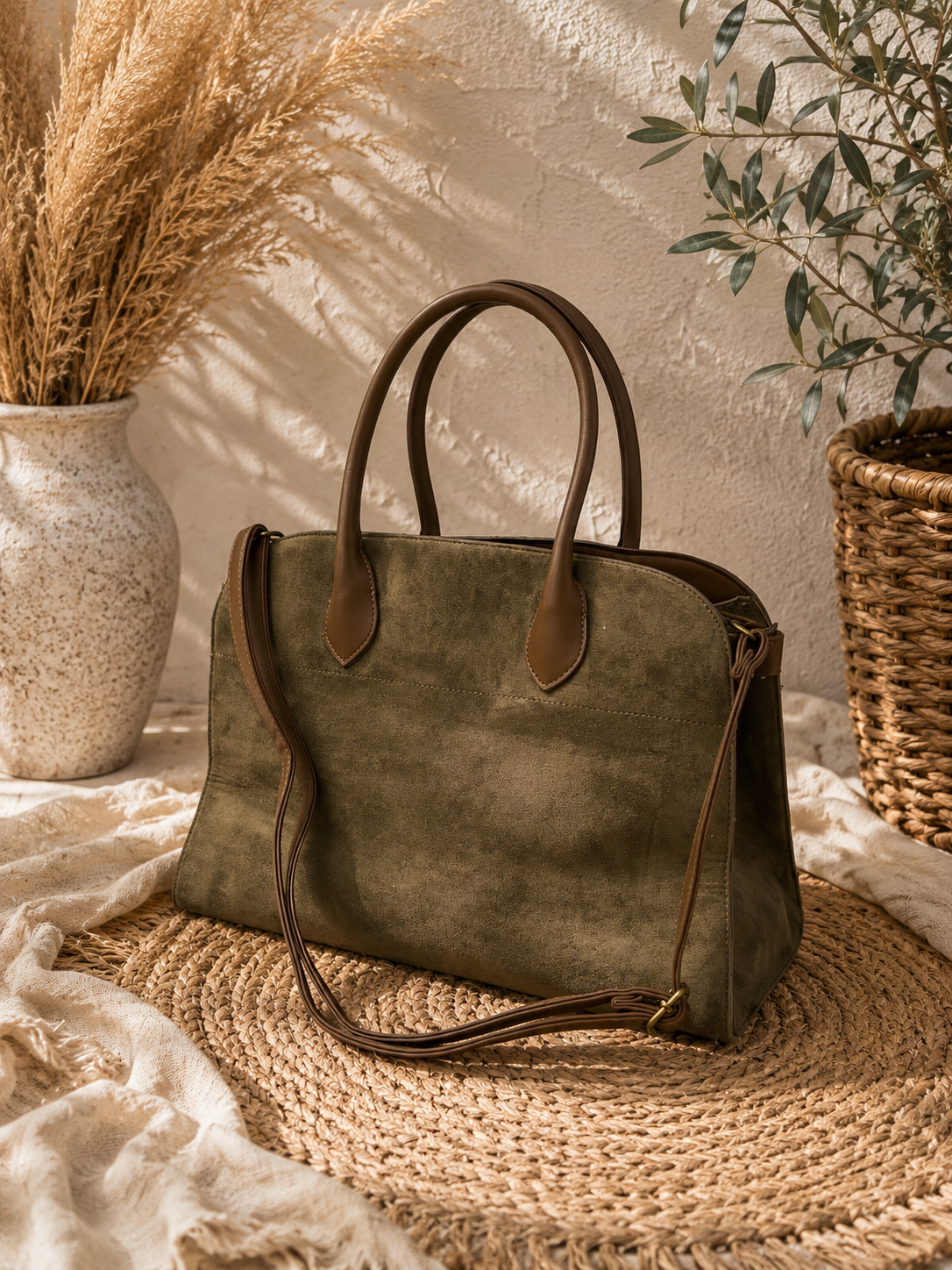 Wildlederoptik Henkeltasche "LUCIA"  mit Tragegurt - in verschiedenen Farben
