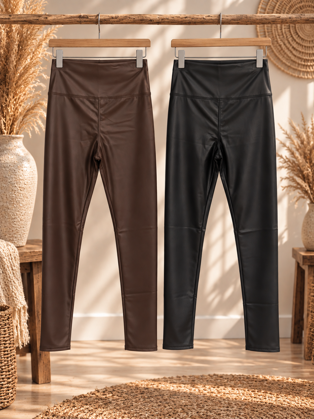 Lederlook Leggings "KATI" - Braun / Schwarz - verschiedene Farben