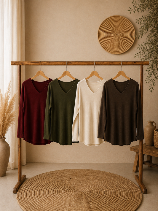 Pullover "MARTA" V-Ausschnitt langarm - verschiedene Farben
