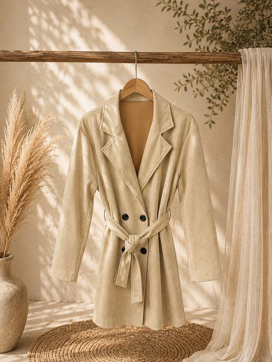Trenchcoat "MIRA" Wildlederoptik Softtouch - in verschiedenen Farben