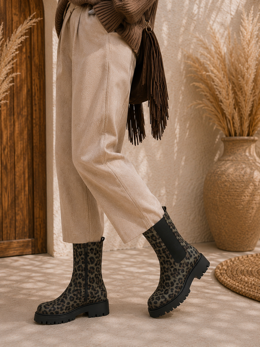 Leoprint Chunky Chelsea Boots