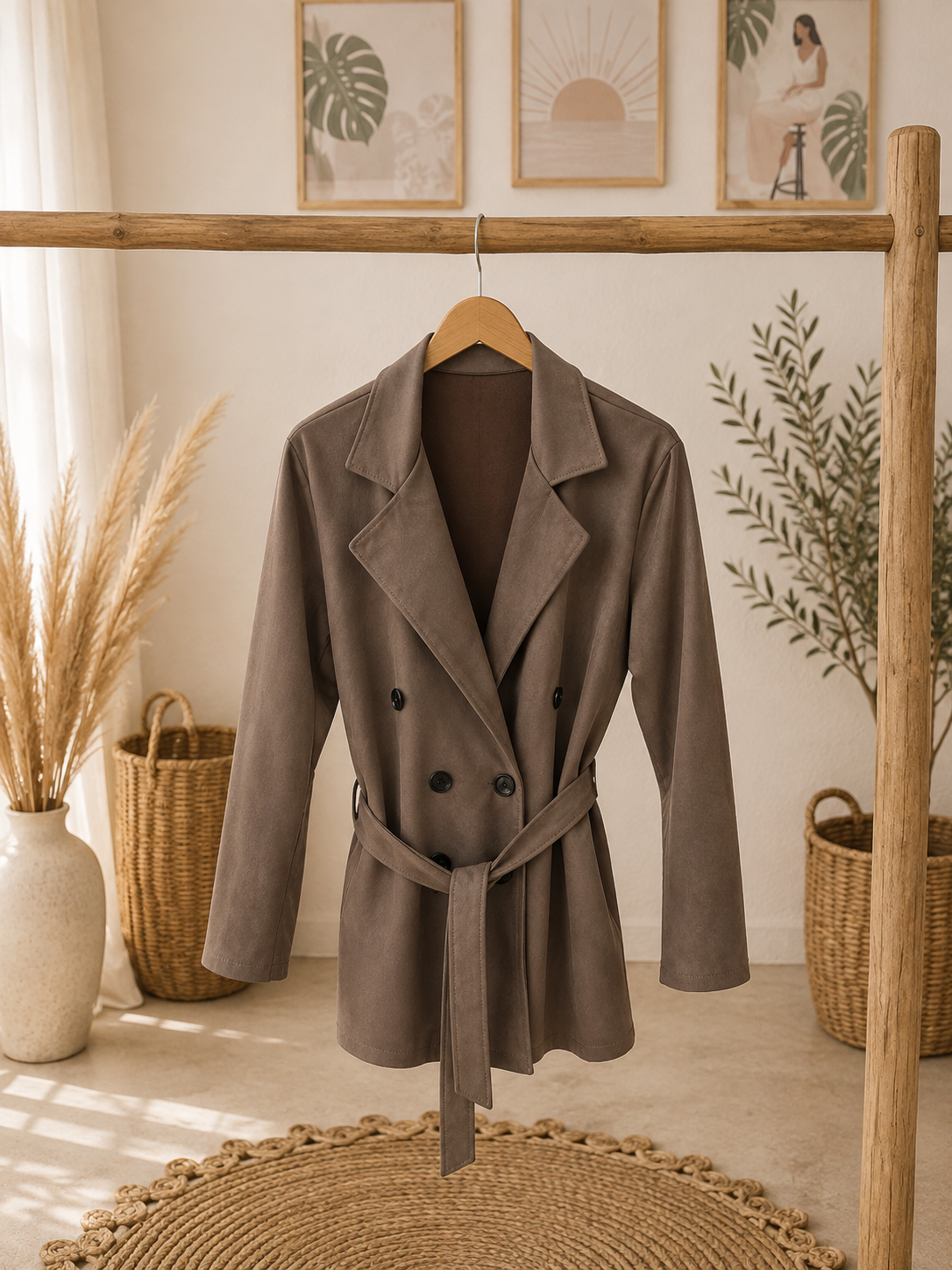 Trenchcoat "IRINA" - Wildlederoptik - verschiedene Farben