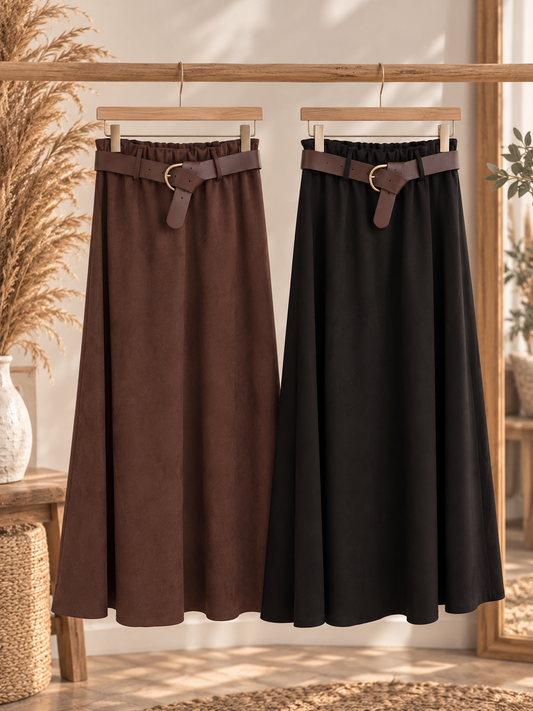 Rock "KATHA" - Wildlederlook Rock - Braun / Schwarz