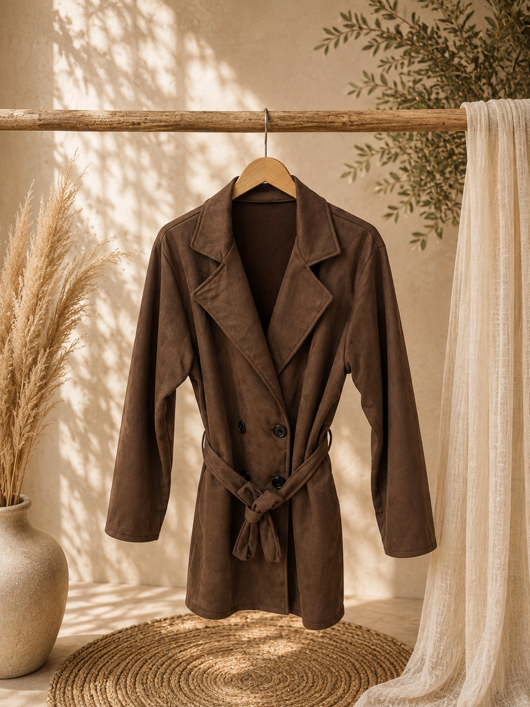 Trenchcoat "MIRA" Wildlederoptik Softtouch - in verschiedenen Farben