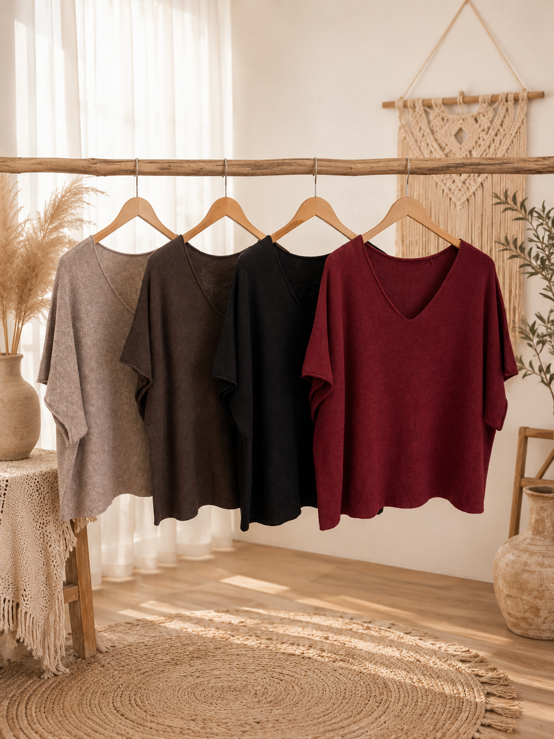 Kurzarm Pullover "MARTA" - V- Auschnitt in verschiedene Farben