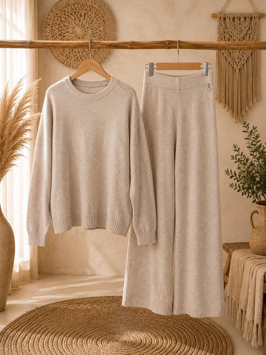 Zweiteiler "COZY" beige / braun