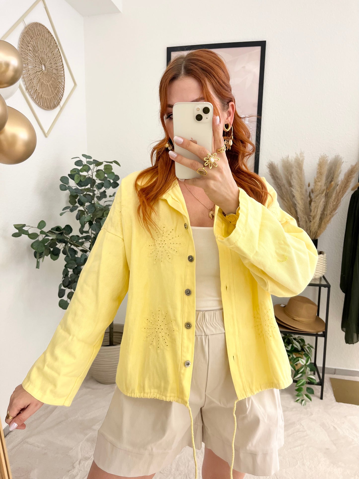 Jeansjacke "Monika" gelb - Bohostil Jacke