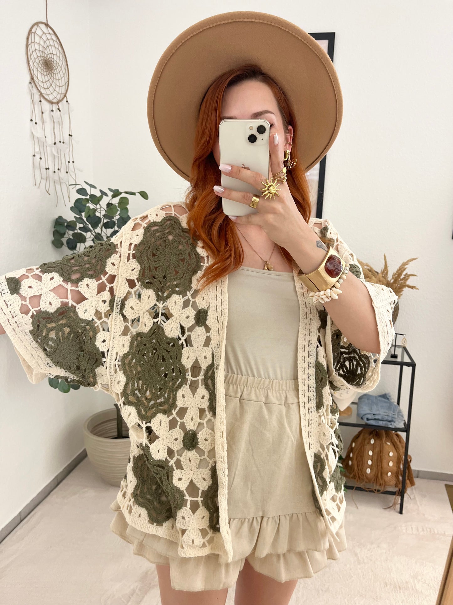 Häkeljacke "Aline" khaki - Boholook Cardigan