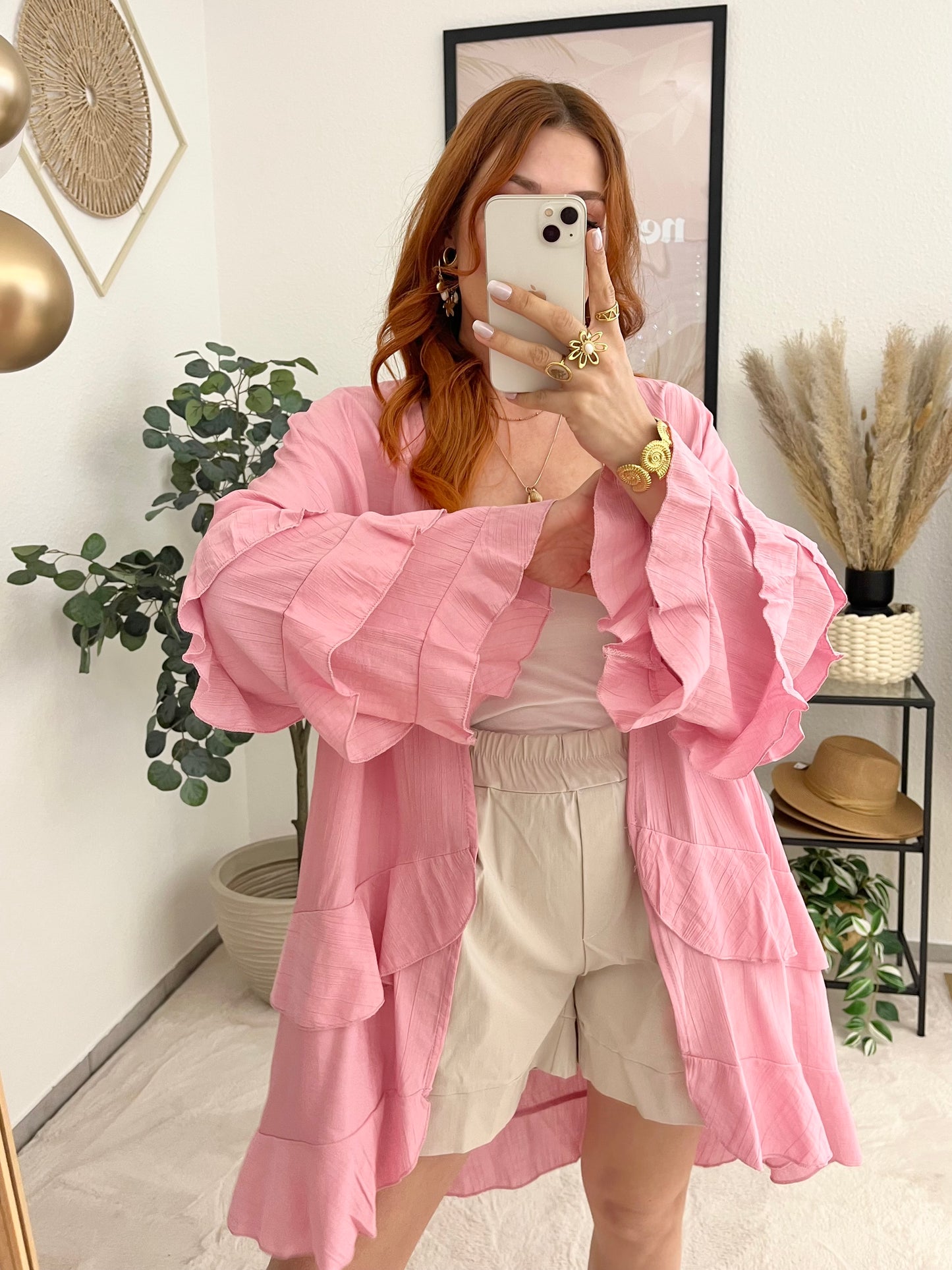 Jacke "Rüschi" rosa - leichte Jacke mit Rüschen