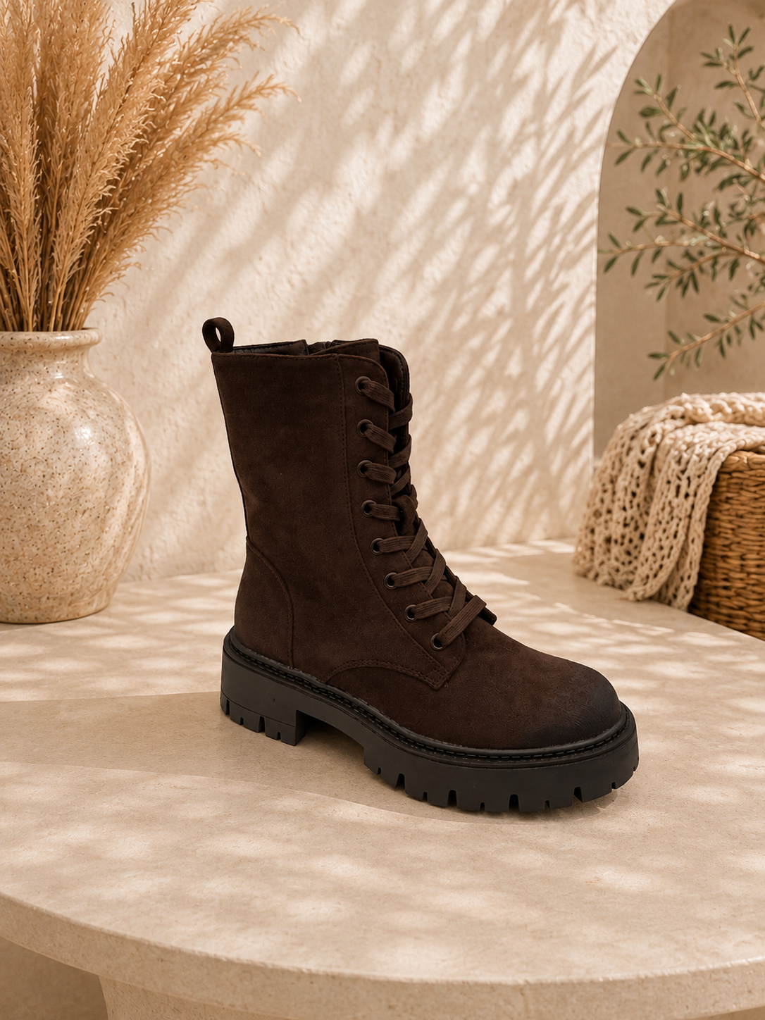 Stiefel "BECKY" mit Schnürrung in Braun