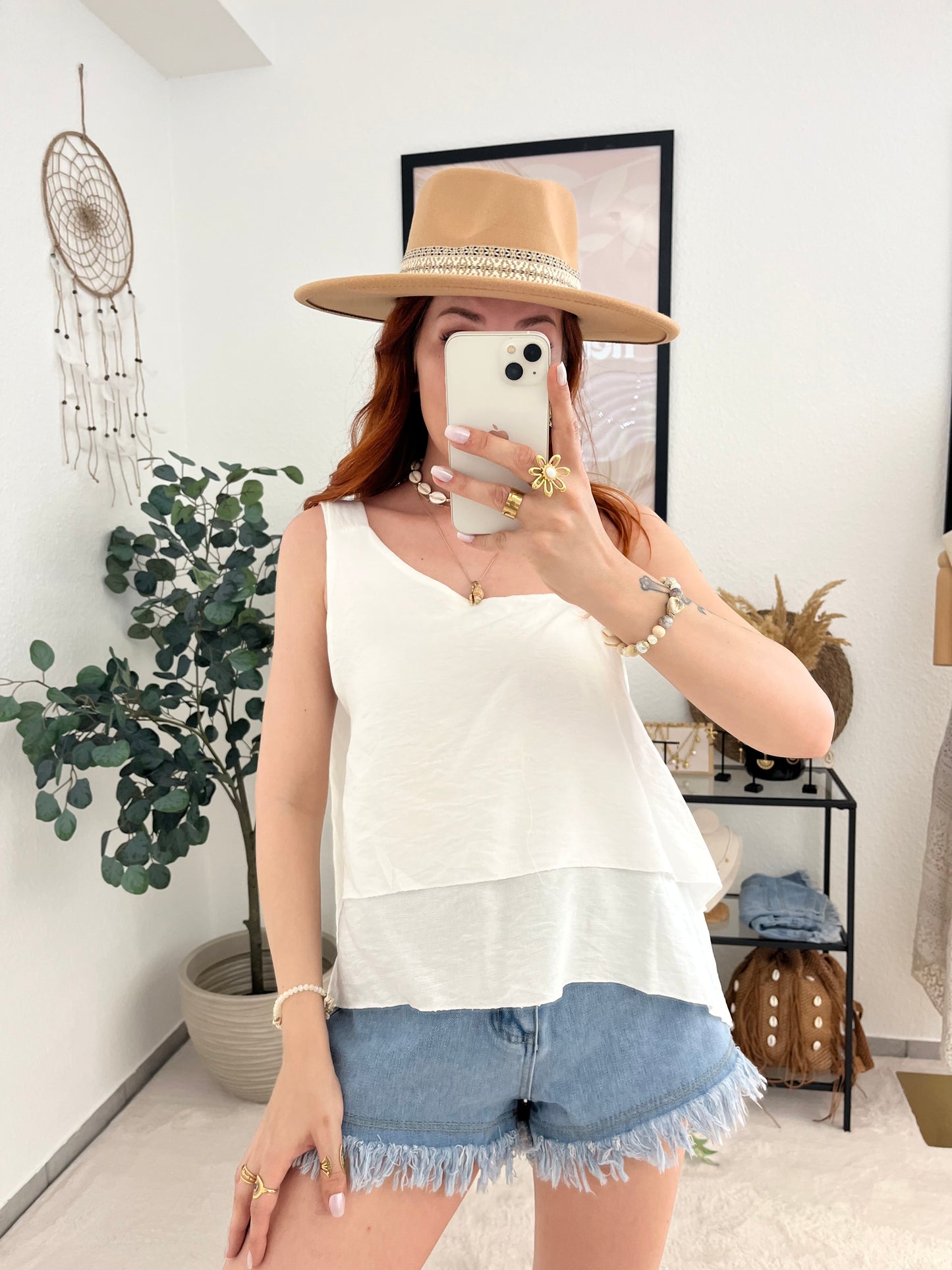 Top "Hannah" weiß - niedliches Rüschentop