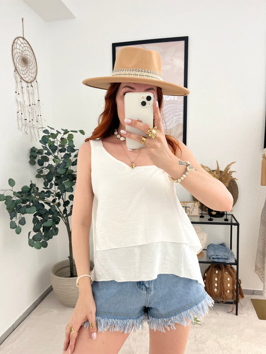 Top "Hannah" weiß - niedliches Rüschentop
