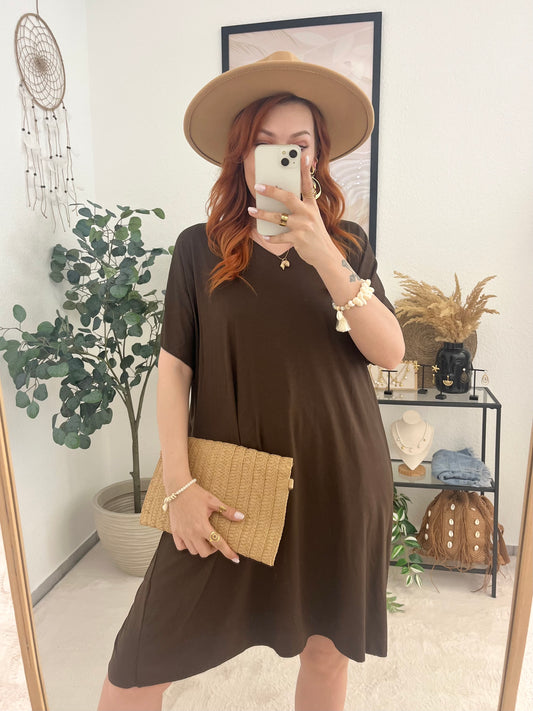 Kleid "Friederike" braun - Basickleid für den Sommer