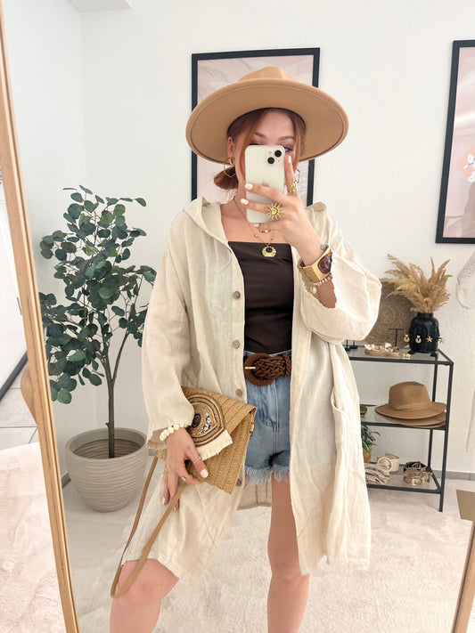 Jacke "Tonie" - mit Kapuze Bohojacke mit Holzknöpfen