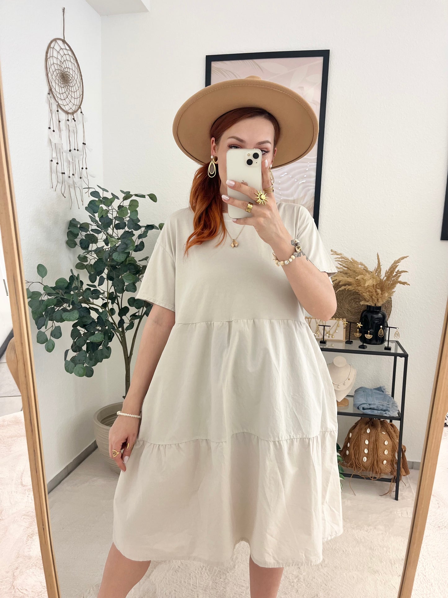 Kleid "Kimberly" creme - leichtes Babydoll Look Kleid