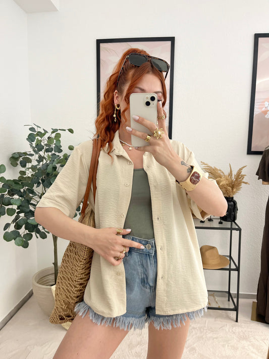 Bluse "Melli" creme - kurzarm Sommerbluse