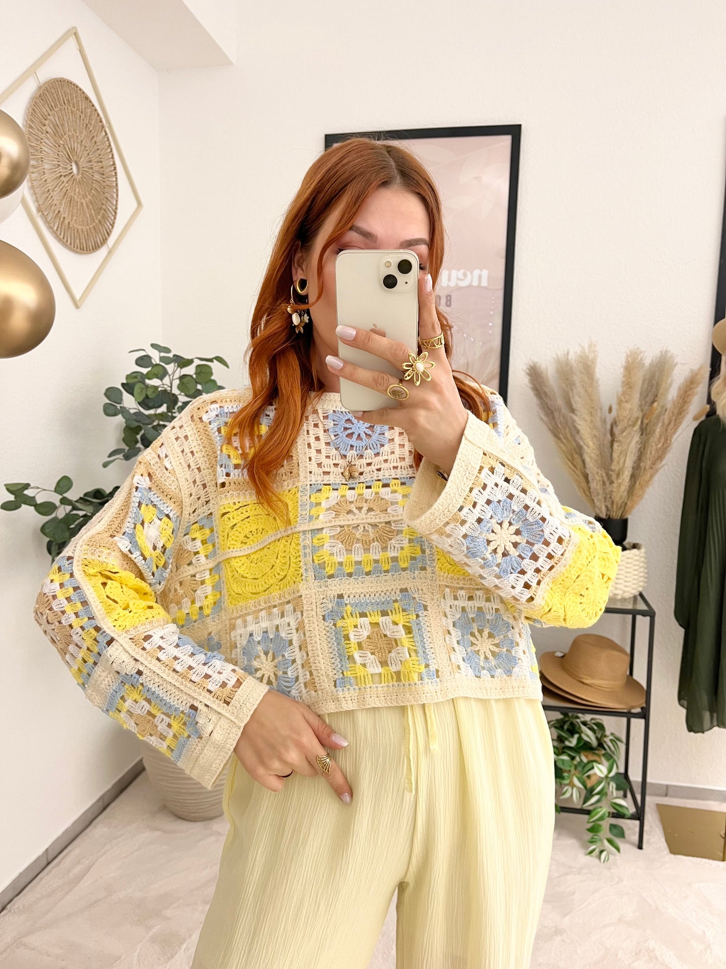 Oberteil "Summer" gelb - Häkelshirt Boholook