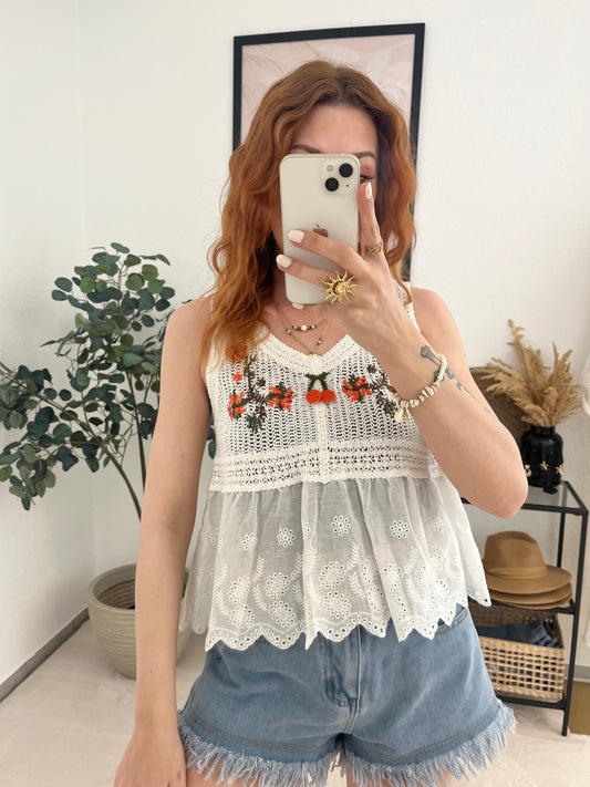 Top "Minni" Häkeltop mit Spitze