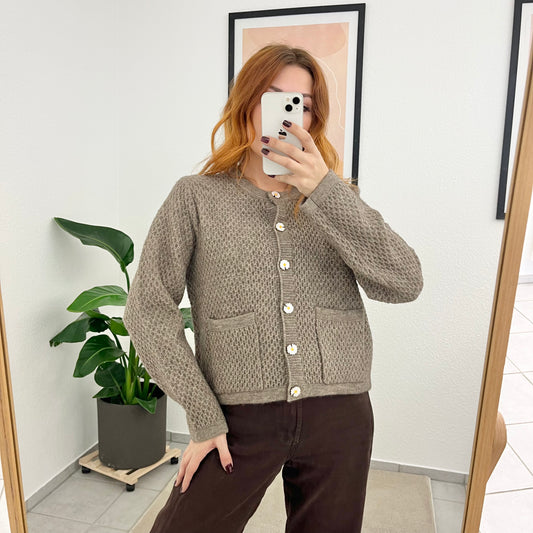 Cardigan Blümchen taupe